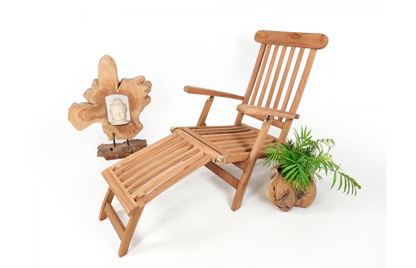 Folding garden sun lounger, teak