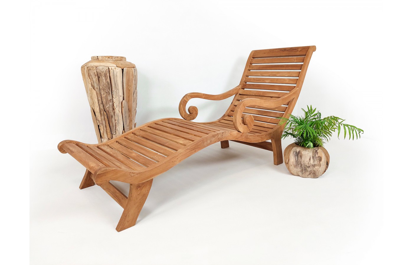 Plantation deck sun lounger, teakwood