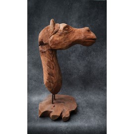 Sculpture, horse head made of Teak wood