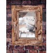 Rectangular mirror in a teak wood frame