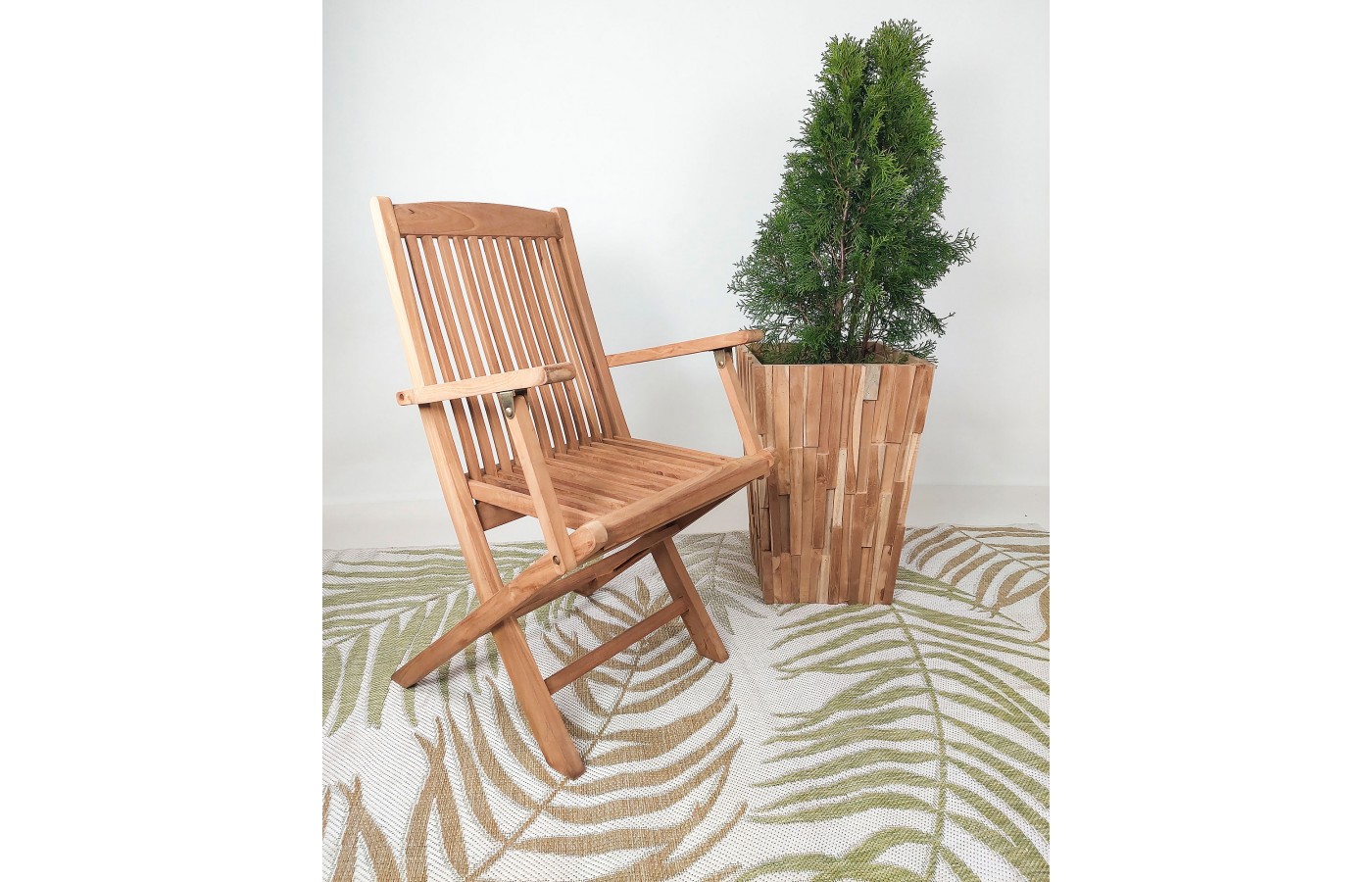 Folding garden chair with armrests, Teak