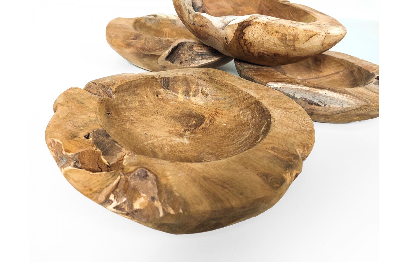 Teak wood bowl of irregular shape