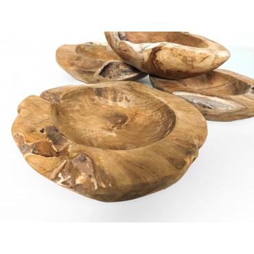 Teak wood bowl of irregular...