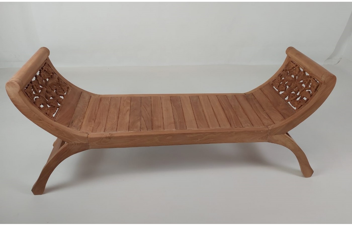 Decorated teak bench