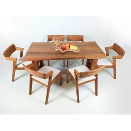 Dining set - table with 6 chairs solid KUKU wood