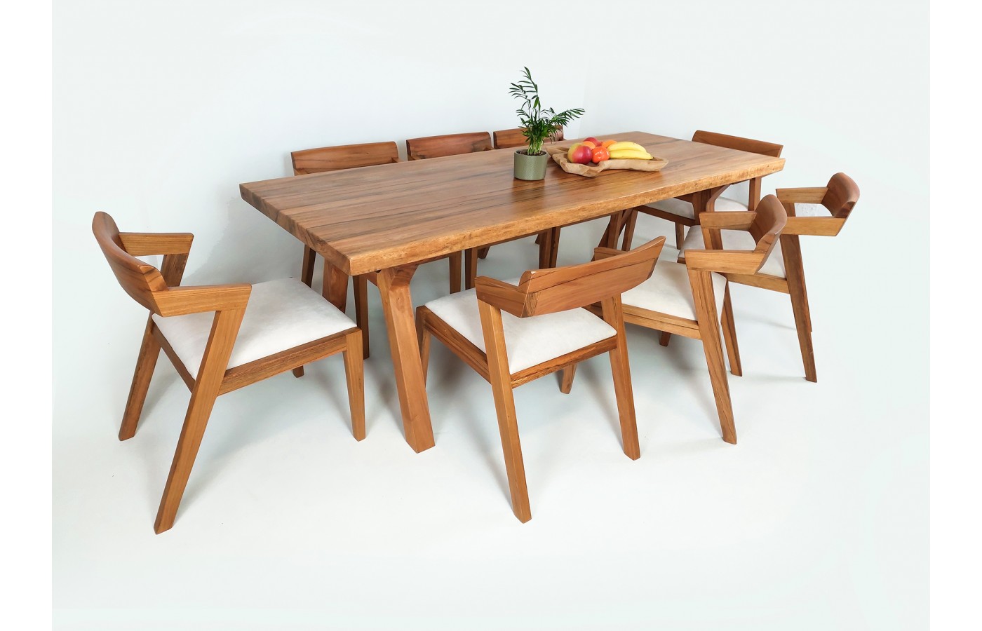 Dining set - table with 8 chairs solid KUKU wood