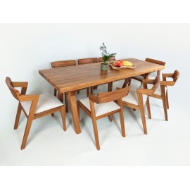 Dining set - table with 8 chairs solid KUKU wood