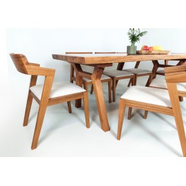 Dining set - table with 8 chairs solid KUKU wood