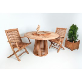 Round garden table Jamur, teak 120 cm