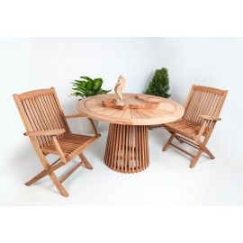 Round garden table Jamur, teak 120 cm