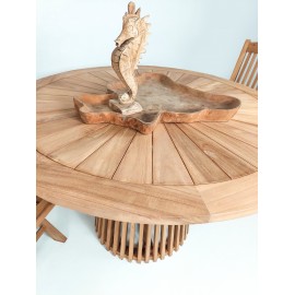 Round garden table Jamur, teak 120 cm