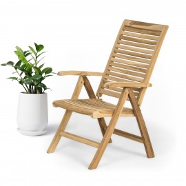 Folding teak garden chair with armrests