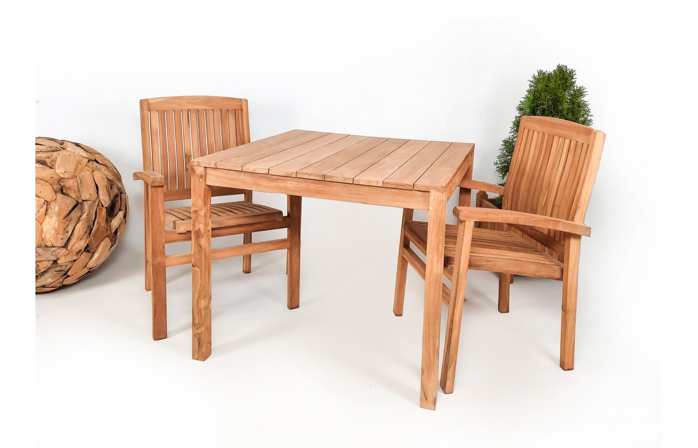 Square garden table, Teak