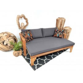 Extendable garden sofa with cushions, Teak