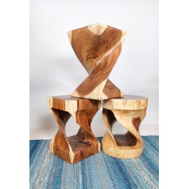 Suar twisting wood stool