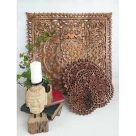 Oriental wall panel - Lotus Flower Mandala - Bali sculpture, 50 cm