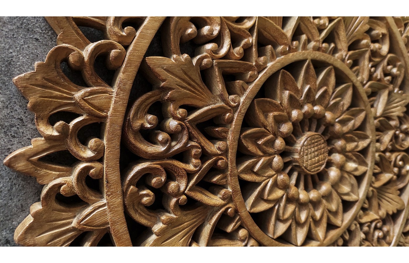Lotus Flower Mandala Panel Carving