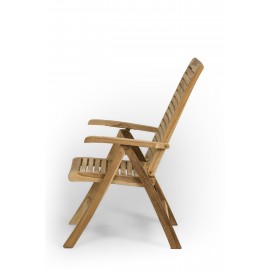 Folding teak garden chair with armrests