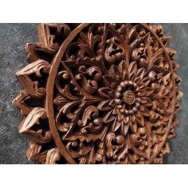 Orientalny panel - Kwiat Lotosu Mandala - rzeźba Bali, 30 cm