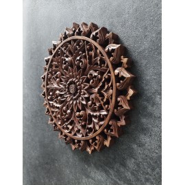 Orientalny panel - Kwiat Lotosu Mandala - rzeźba Bali, 30 cm