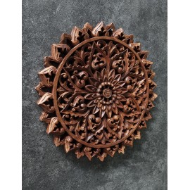 Orientalny panel - Kwiat Lotosu Mandala - rzeźba Bali, 30 cm