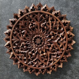 Oriental wall panel - Lotus Flower Mandala - Bali sculpture, 30 cm