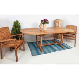 A large teak wood garden table with folding 180/240