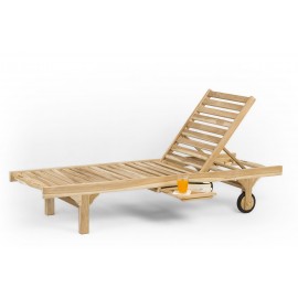 Deck sun lounger with regulation, teak
