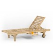 Deck sun lounger with regulation, teak