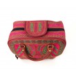 Embroidered Cotton Handbag in Rose and Emerald Green from Bali, B6