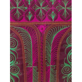 Embroidered Cotton Backpackin Rose and Emerald Green from Bali, B7