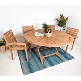 Duży stół ogrodowy okrągły Matahari 150 cm, teak