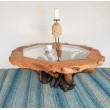 Teak root coffe table with a glass top