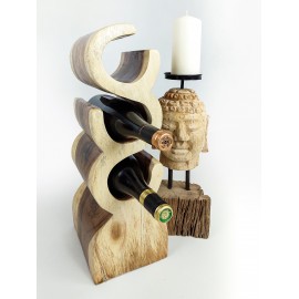 Original Wine Rack 3 Bottle, Solid Suar Wood