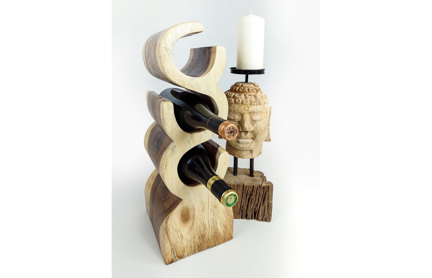 Original Wine Rack 3 Bottle, Solid Suar Wood