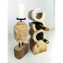 Original Wine Rack 3 Bottle, Solid Suar Wood