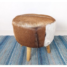 Pouf made of real goatskin