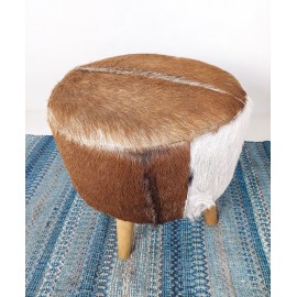 Pouf made of real goatskin