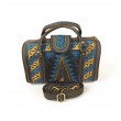 Embroidered Cotton Travel Bag in Saffron and Teal from Bali, A23