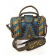 Embroidered Cotton Travel Bag in Saffron and Teal from Bali, A23