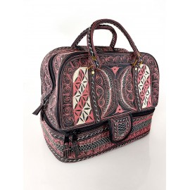 Embroidered Cotton Handbag in Rose and Ivory from Bali, A24