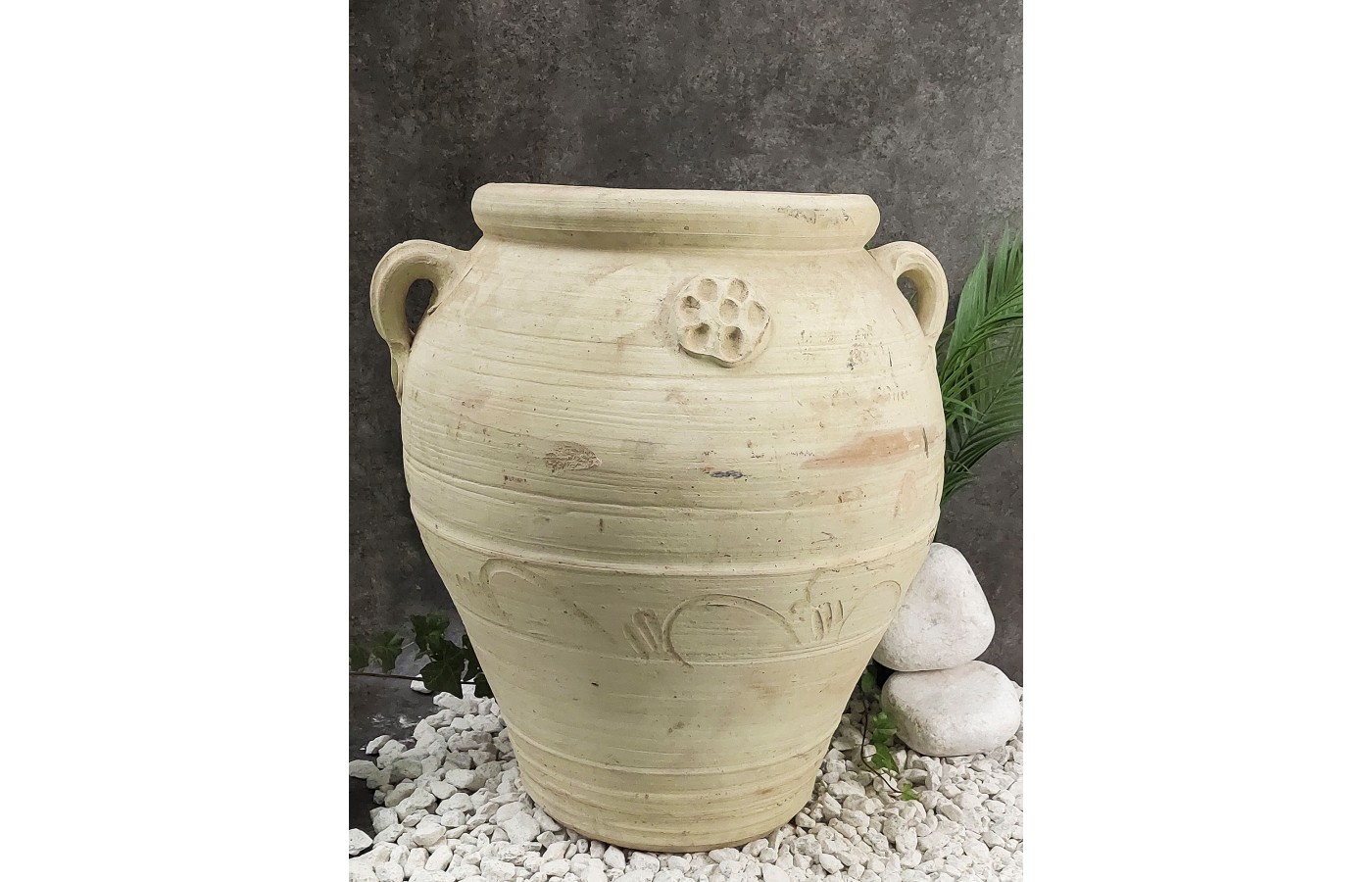 Biscuit vase with raised ornament in Tunisian terracotta 67