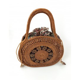 Handcrafted Ate Grass Handle Handbag from Bali, B1