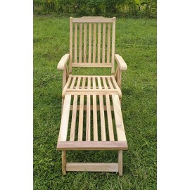 Exclusive folding garden sun lounger Emas with Cushion, teak