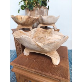 Wooden bowl on three legs