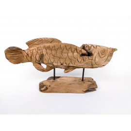 Big sculpture fish Arwana , wood teak