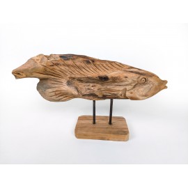 Big sculpture fish Arwana , wood teak