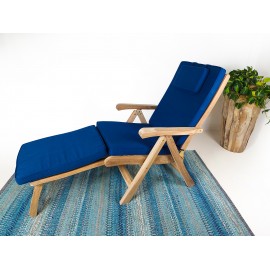 Exclusive folding garden sun lounger Emas with Cushion, teak