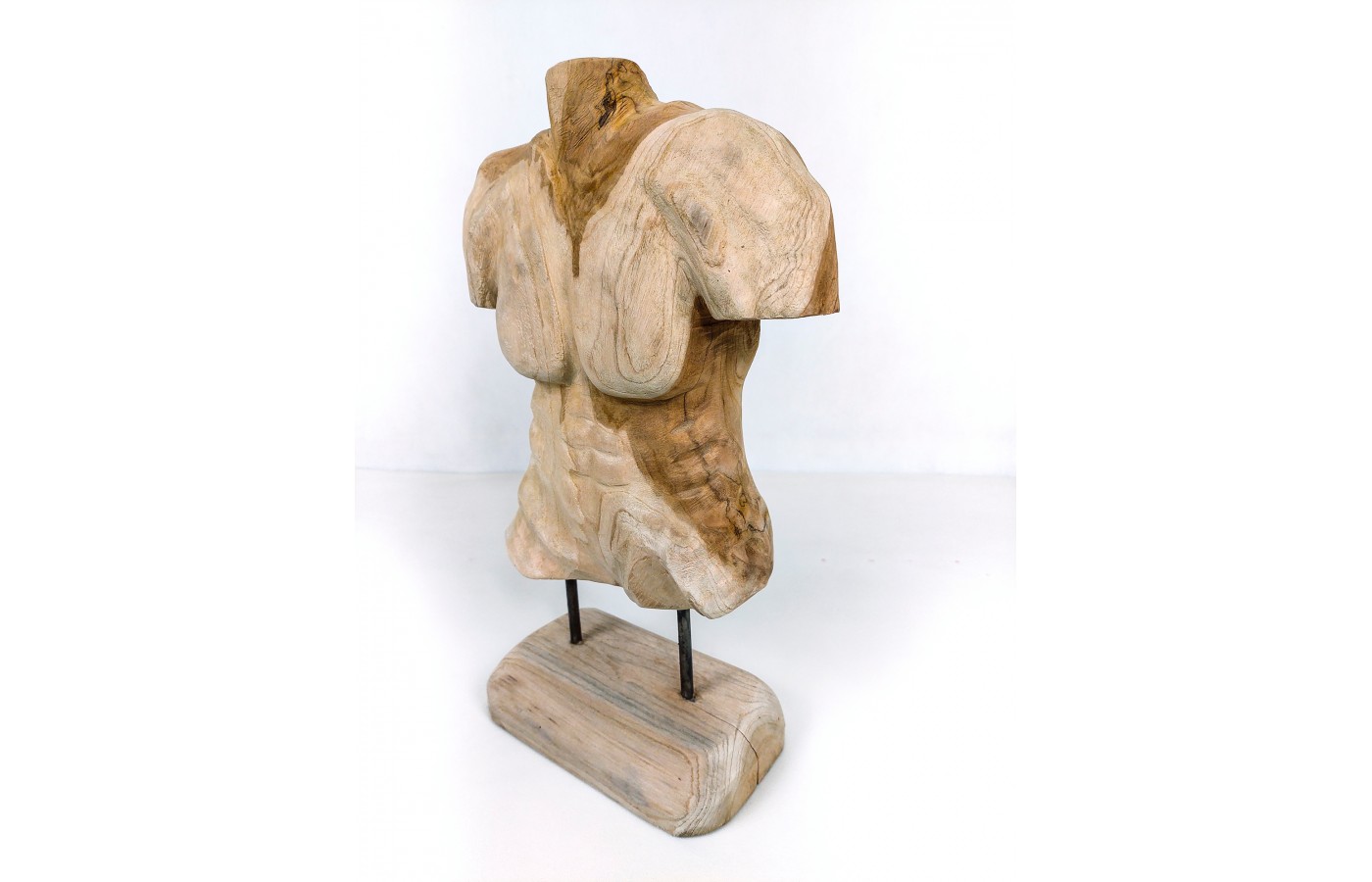 Torso sculpture on a wooden base