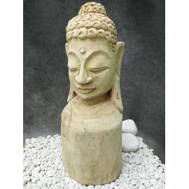 A hand-carved figure of the Buddha in teak wood, 80 cm